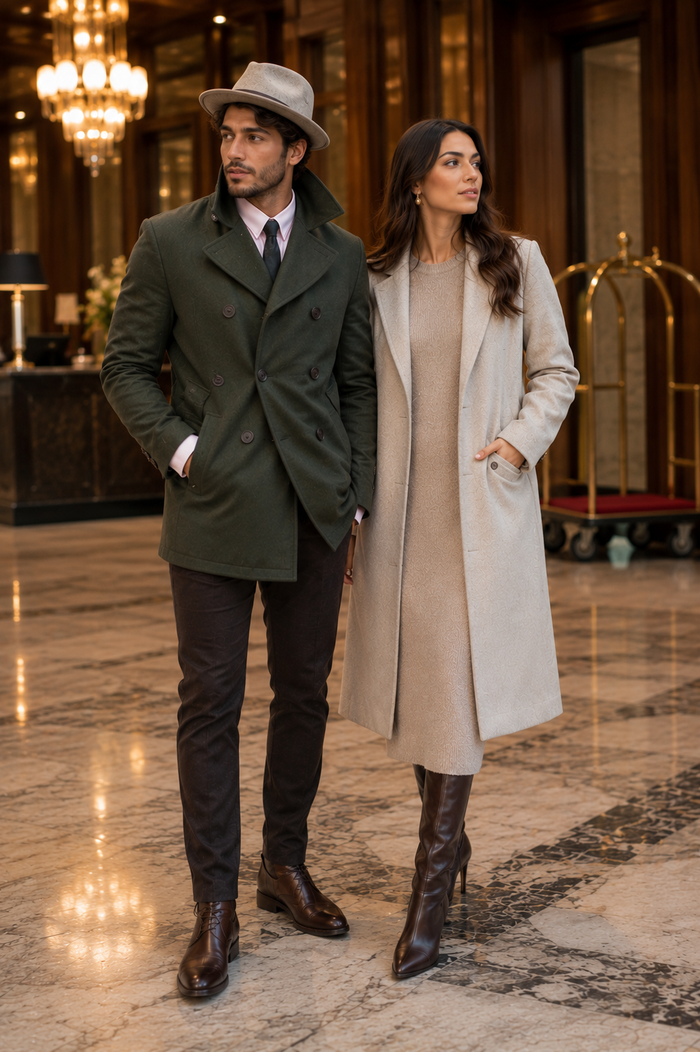 Men's Olive Green Designer Men's Wool Men's Peacoat Sale Double Breasted Wool Fabric