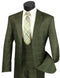 Harlem Nights Suits for Men - Mens Olive Green Plaid 3 Piece Suit Low Cut Vest 1920s Vinci V2RW-7