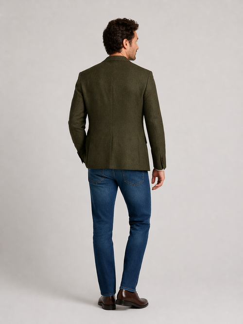 Mens Olive Green Winter Blazer - Hunter Sport Coat jacket Modern Fit 2 Buttons Style Notch