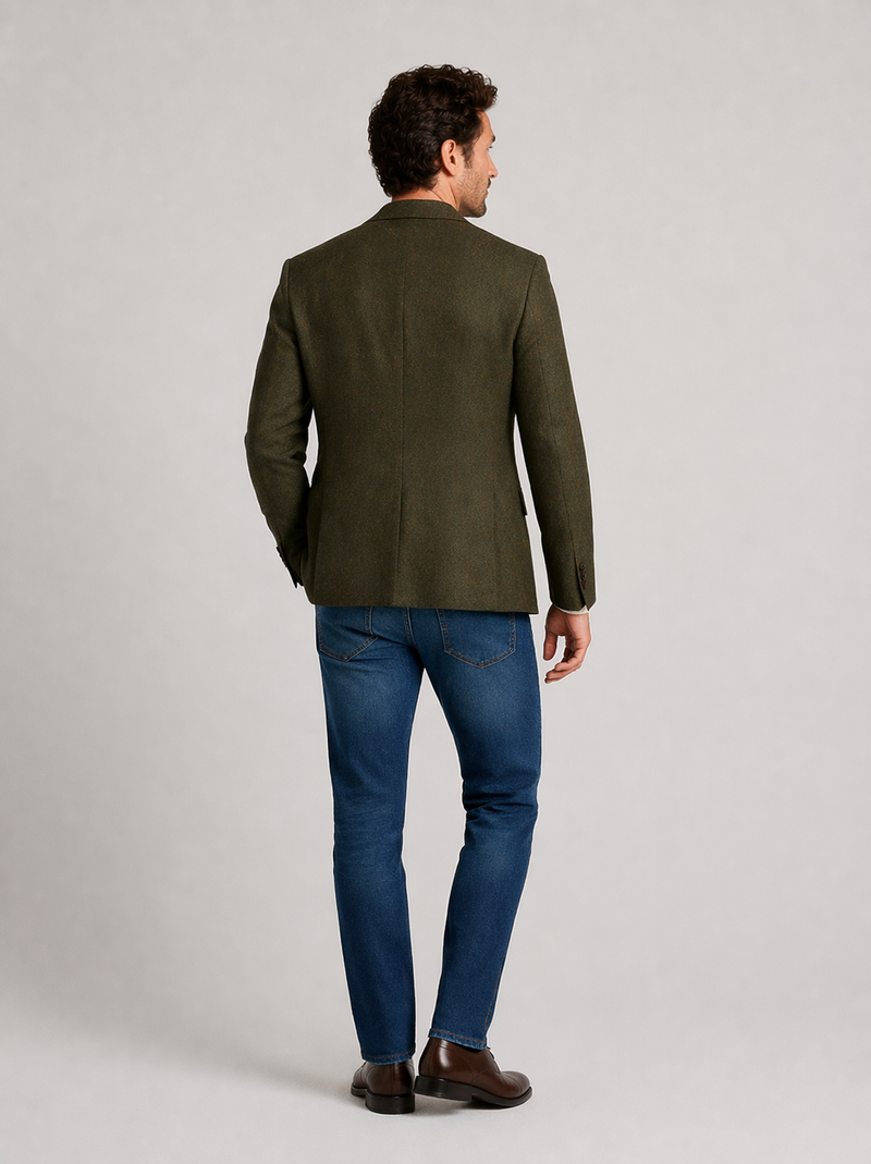 Mens Olive Green Winter Blazer - Hunter Sport Coat jacket Modern Fit 2 Buttons Style Notch
