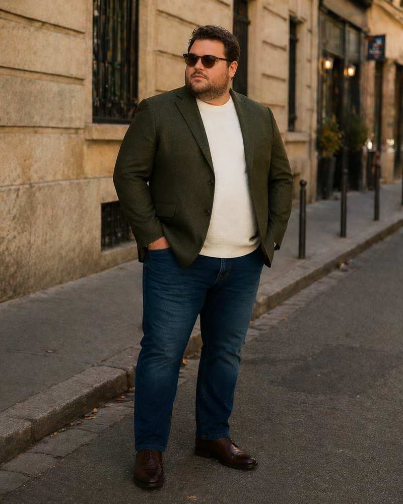 Mens Olive Green Winter Blazer - Hunter Sport Coat jacket Modern Fit 2 Buttons Style Notch