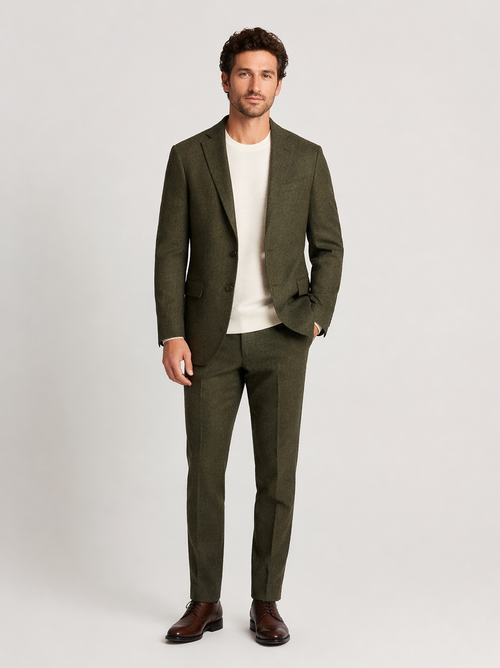 Mens Olive Green Winter Blazer - Hunter Sport Coat jacket Modern Fit 2 Buttons Style Notch