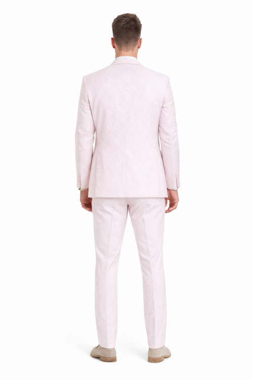 Men's One Button Double Breasted Vest Notch lapel Prom and Wedding Pink Suit