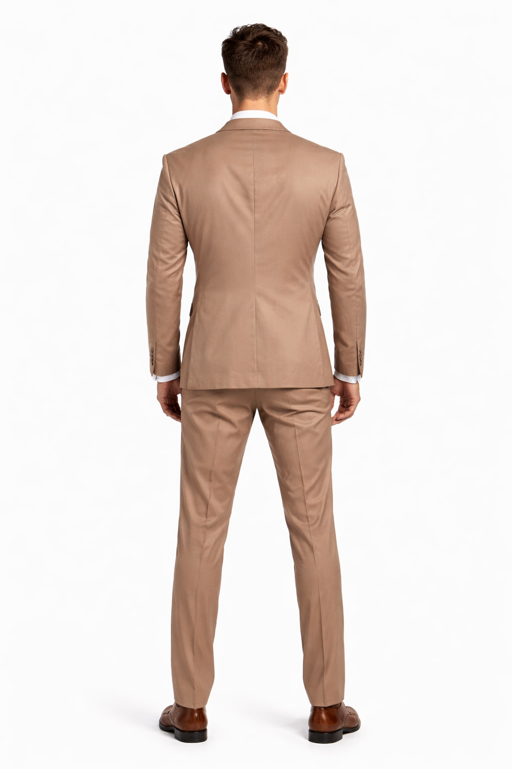 Men's One Button Peak Lapel Basic Slim Fit Suit In Dark Taupe