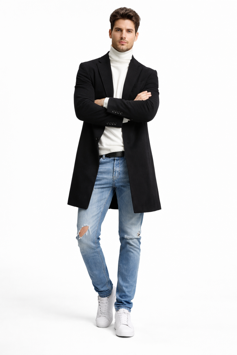 Mens Overcoat Black
