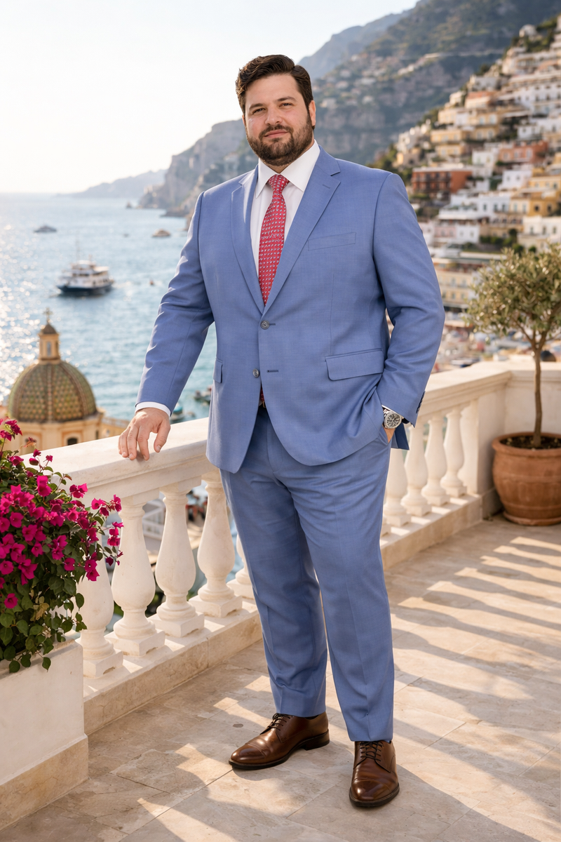 Mens Light Blue Suit Tiglio – Slim Fit Formal Suit for Summer and Weddings