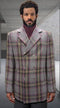 Mens Peacoat - Plaid Overcoats - Wool Carcoat Grey - AlbertoNardoniStore