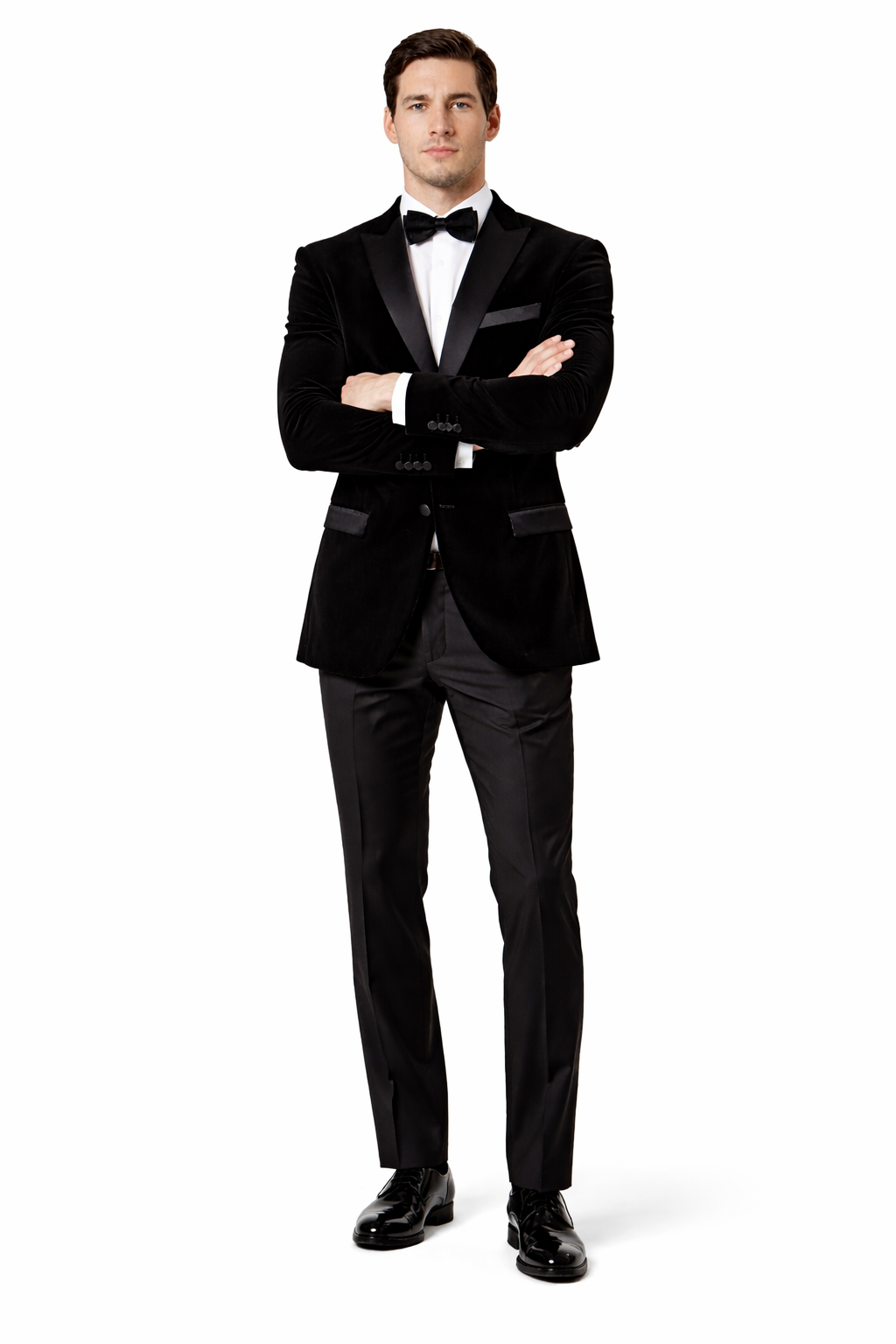 Mens Peak Lapel Velvet Tuxedo   Black Jacket