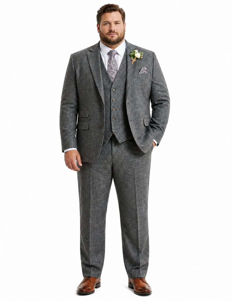 Men’s Peaky Blinder Light Grey Tweed Suit with Vest – Classic Three Piece Formal Suit, Vintage Wedding Business Outfit