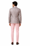 Mens Pink and Grey Floral Tuxedo with Satin Trim â€“ Prom and Wedding Suit with Bow Tie and Flower Pin
