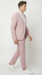 Mens Pink and Black Plaid Designer Suit Set – Stylish Suit with Check Pattern Jacket and Windownpane Summer Color