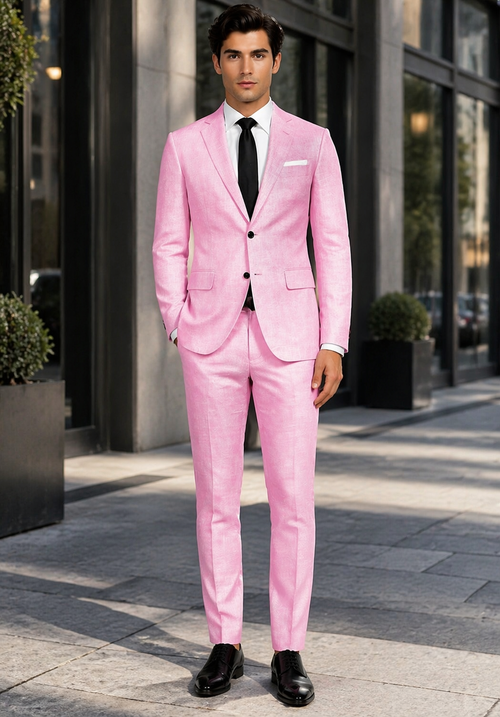 Mens Pink Linen Suit - Summer Suit