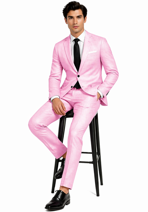 Mens Pink Linen Suit - Summer Suit