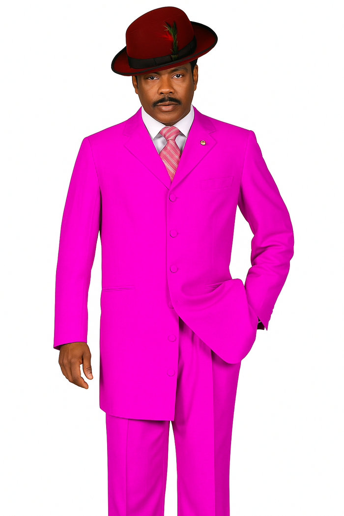 "Classic Men's Pink Zoot Suit - 2PC Long Fashion Ensemble"