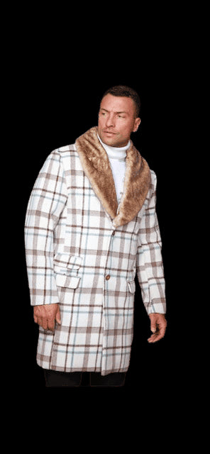 Mens Plaid Overcoat - AlbertoNardoniStore