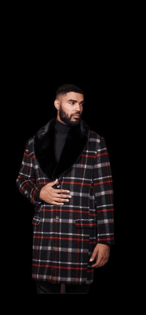 Mens Plaid Overcoat - AlbertoNardoniStore