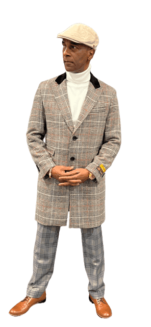 Mens Plaid Overcoat - AlbertoNardoniStore