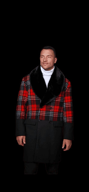 Mens Plaid Overcoat - AlbertoNardoniStore