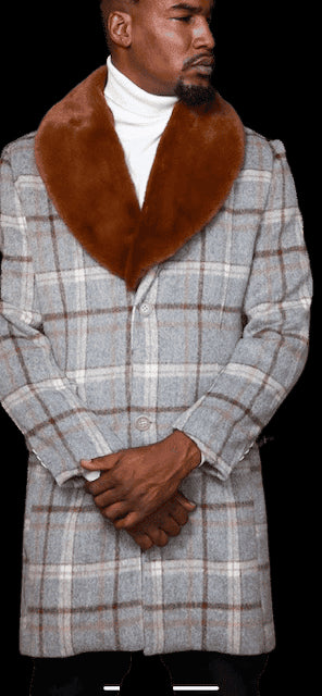 Mens Plaid Overcoat - AlbertoNardoniStore