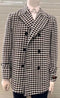 Men Plaid Overcoat Wool Peacoat Plaid Topcoat Black