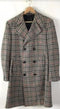 Mens Plaid Overcoat  Wool Peacoat Plaid Topcoats Cream Black
