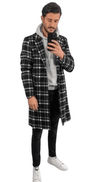 Mens Plaid Overcoat - AlbertoNardoniStore