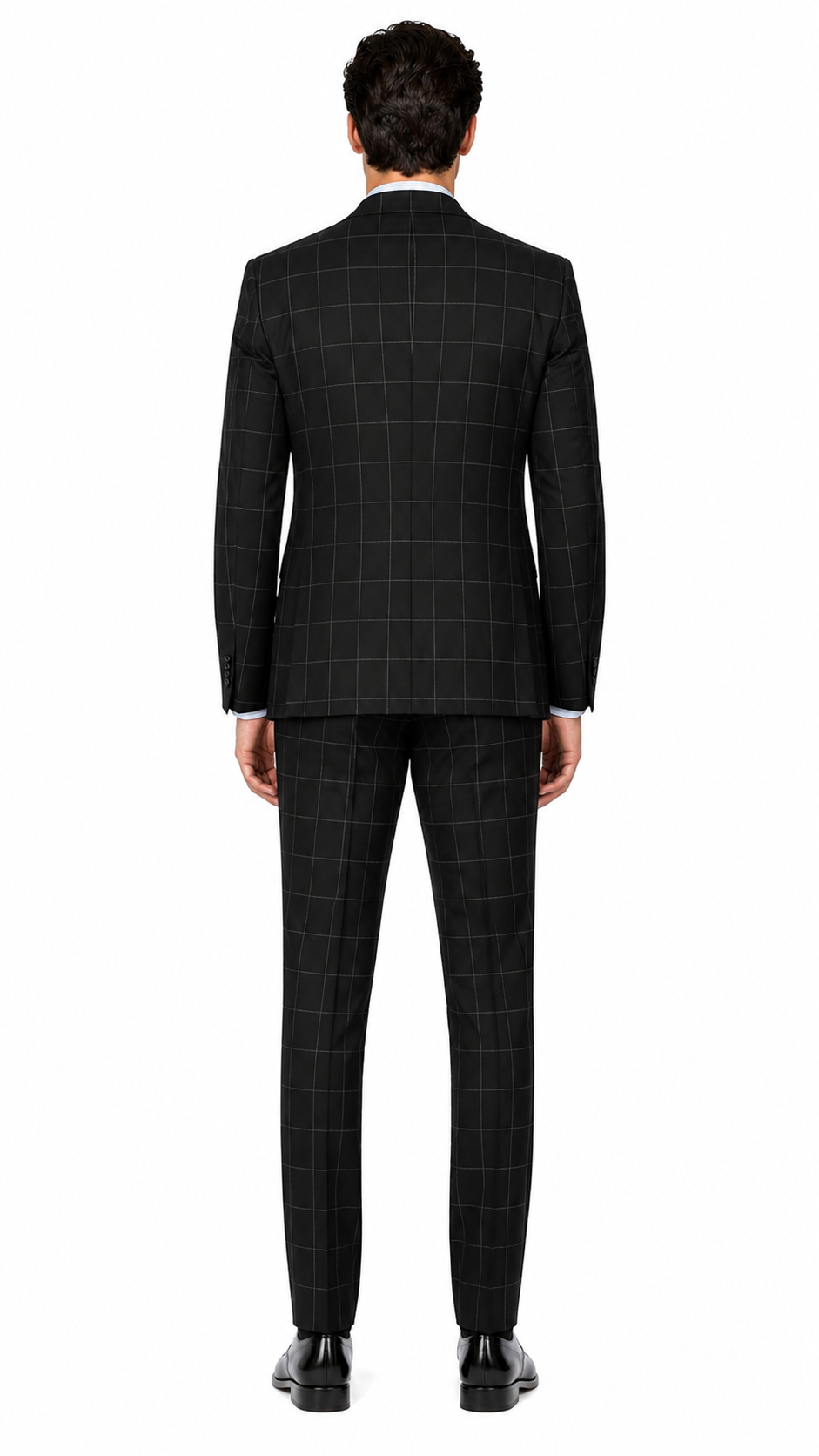 Mens Plaid Suit - Black Windowpane Suit - 1920 Suits