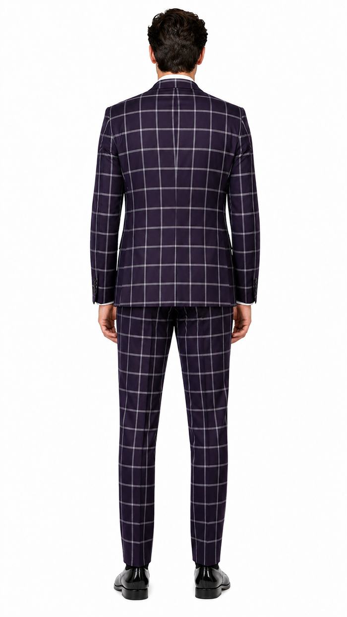 Mens Plaid Suit - Black Windowpane Suit - 1920 Suits