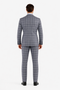 Mens Plaid Suit - Windowpane Pattern With Vest - Business Suit Grey