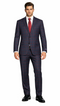 Mens Plaid Suits - Windowpane Wool Suits - Navy Blue with Dark Burgundy Pattern - Business Wool Suit in Classic or modern fit