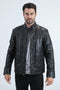 Mens Platini Black Western Leather Jacket - Vintage Cowboy Style