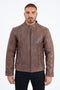 Mens Platini Western Leather Jacket - Vintage Cowboy Style in Color Barrel