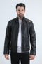 Mens Platini Western Leather Jacket - Vintage Cowboy Style in Color Black