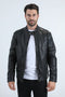 Mens Platini Western Leather Jackets - Vintage Cowboy Style in Color Black