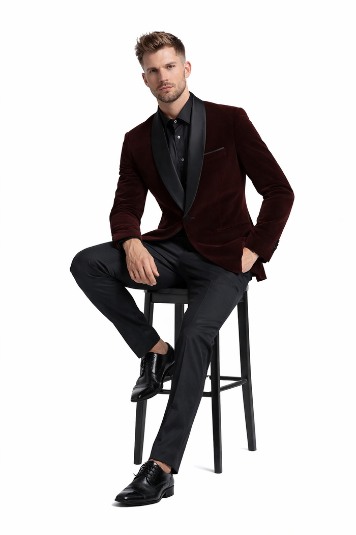 Mens Playboy Burgundy Smoking Jacket