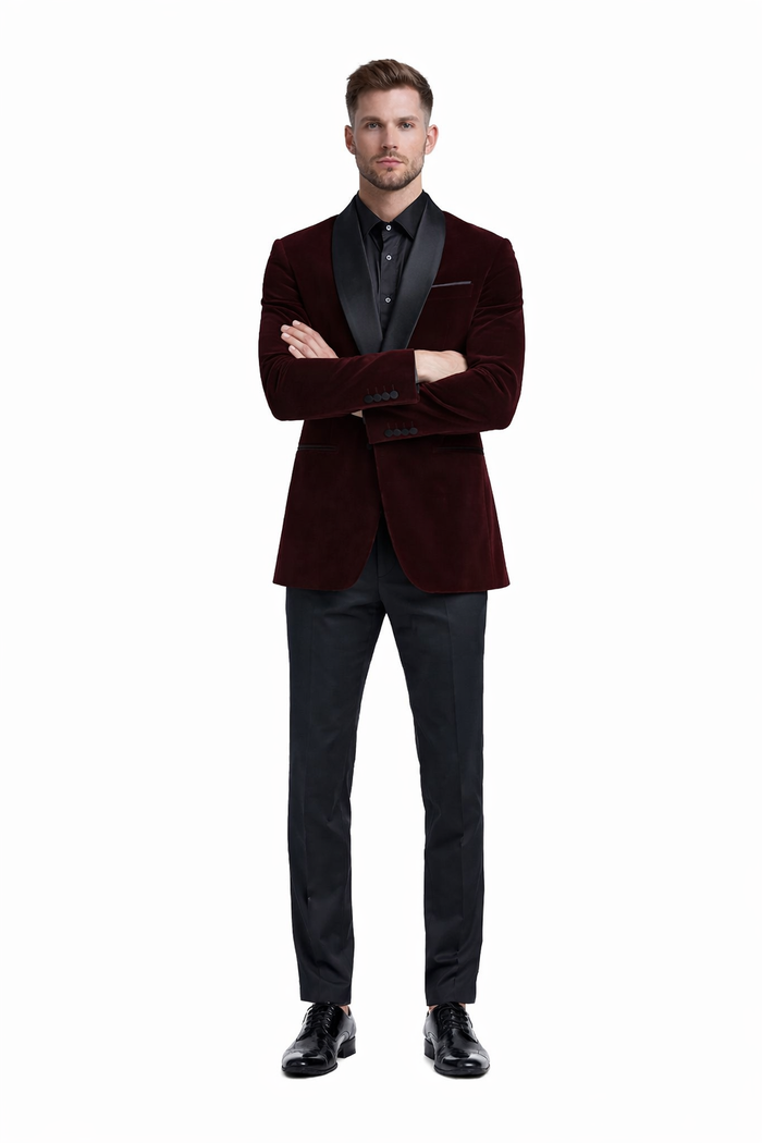 Mens Playboy Burgundy Smoking Jacket