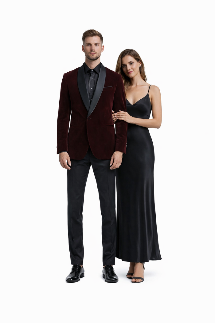 Mens Playboy Burgundy Smoking Jacket
