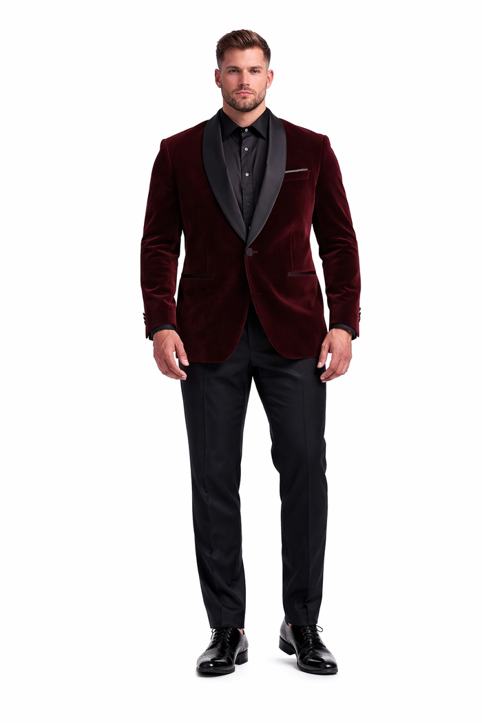 Mens Playboy Burgundy Smoking Jacket