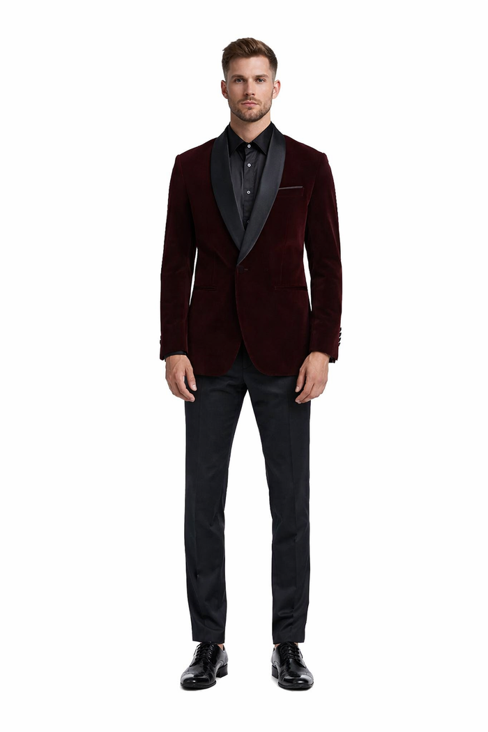 Mens Playboy Burgundy Smoking Jacket