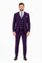 Men's Plum Statement Ticket Pocket Peak Lapel Wool Double Breasted Vest Suit with Silver Buttons – Modern Fit