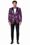 Men's Purple and White Twotoned  Paisley Tuxedo Jacket with Black Satin Lapel â€“ Formal Prom and Wedding Blazer