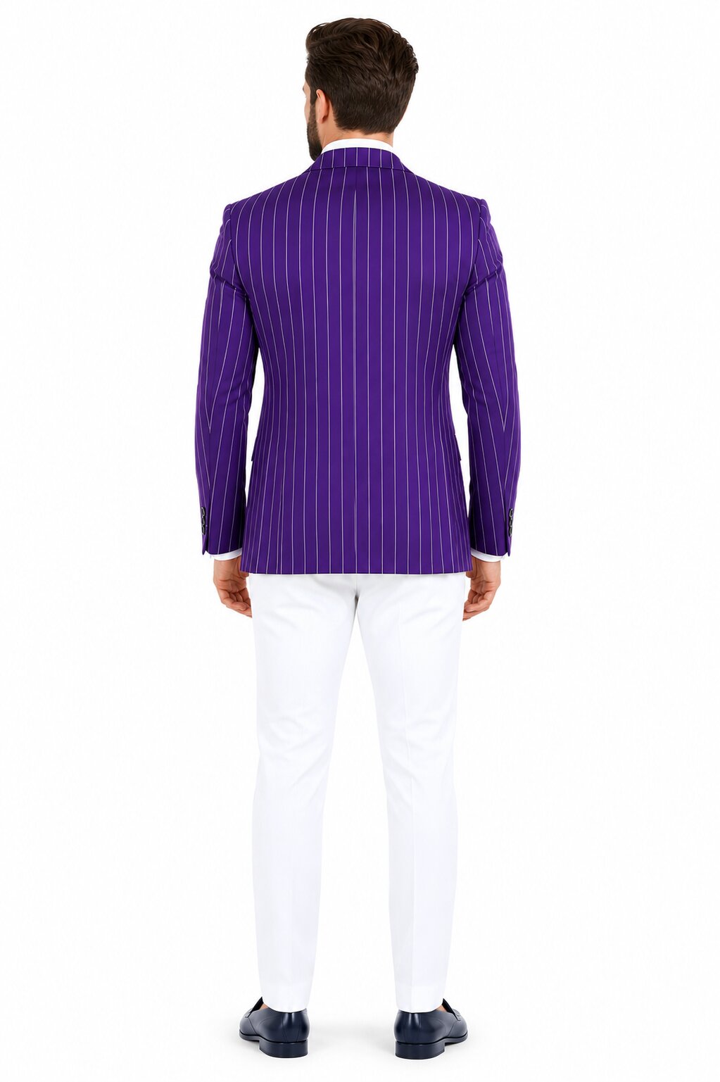 Purple Pinstripe Blazer With White Pants - Suit - Party Blazer