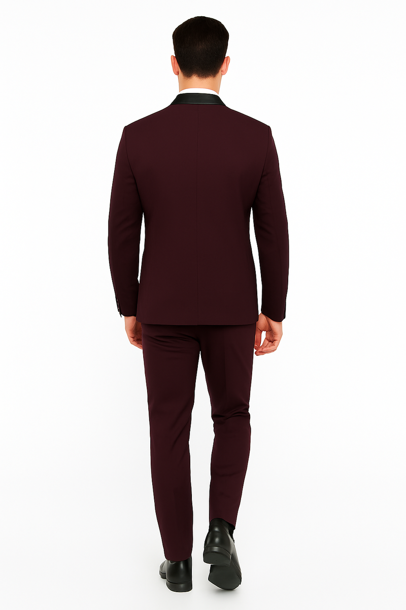 Men's Purple - Plum - Eggplant Jacket and Pants Two Button Shawl Lapel Tuxedo
