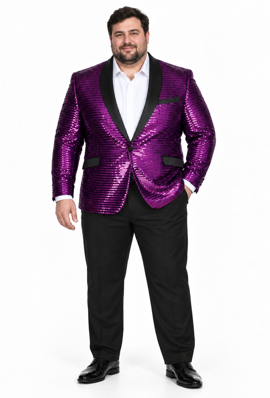 Men's Purple Shiny Sequin Paisley Blazer Dinner Jacket Sport Coat