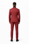 Mens Red and Grey Plaid 3-Piece Suit with Vest - Modern Fit Peak Lapel By Dominique Wilson