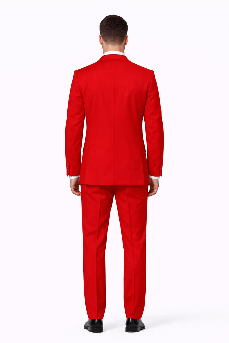 Mens 2 Button Modern Fit 3-Piece Suit in Red – Vested Formal Suit