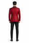 Men's One Button Slim Fit Shiny Paisley Red Prom Tuxedo