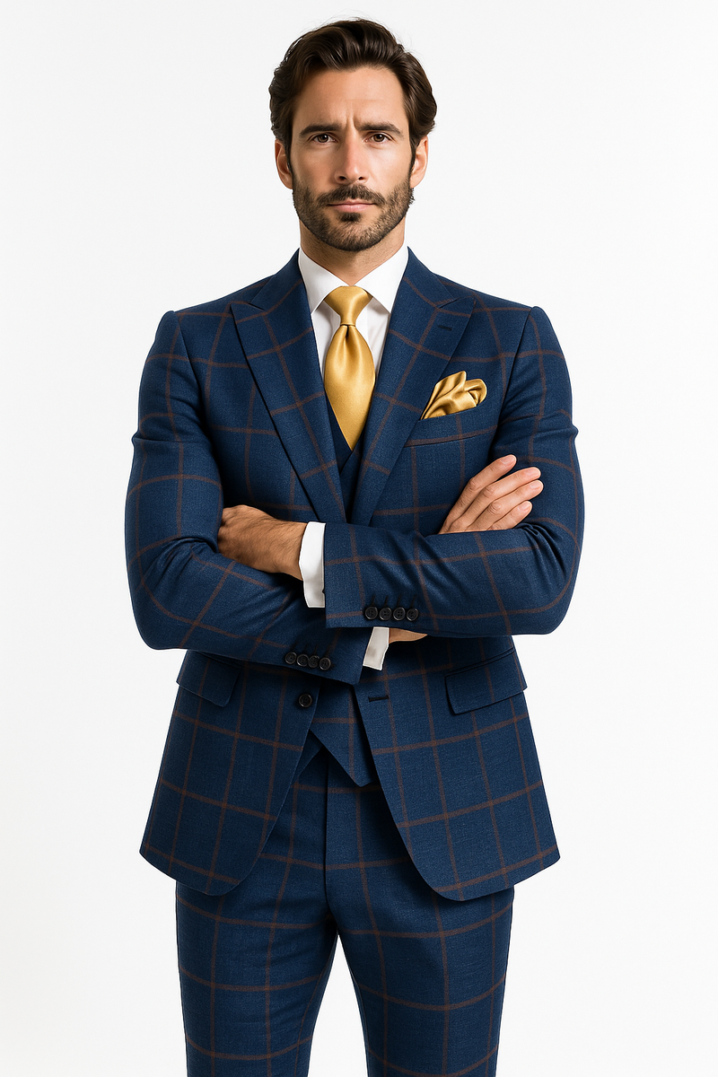 Rossi Man Max RM1840 Slim Fit 3-Piece Formal Suit for Men
