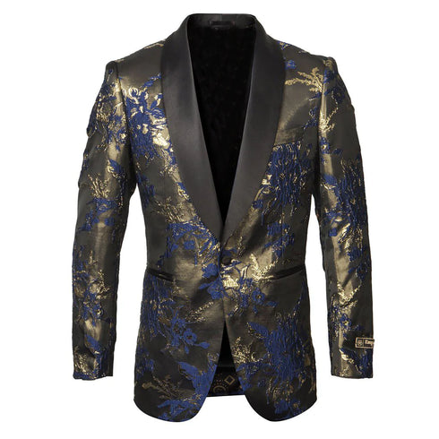 Royal Blue and Gold Tuxedo Suit With Bowtie AlbertoNardoniStore Alberto Nardoni