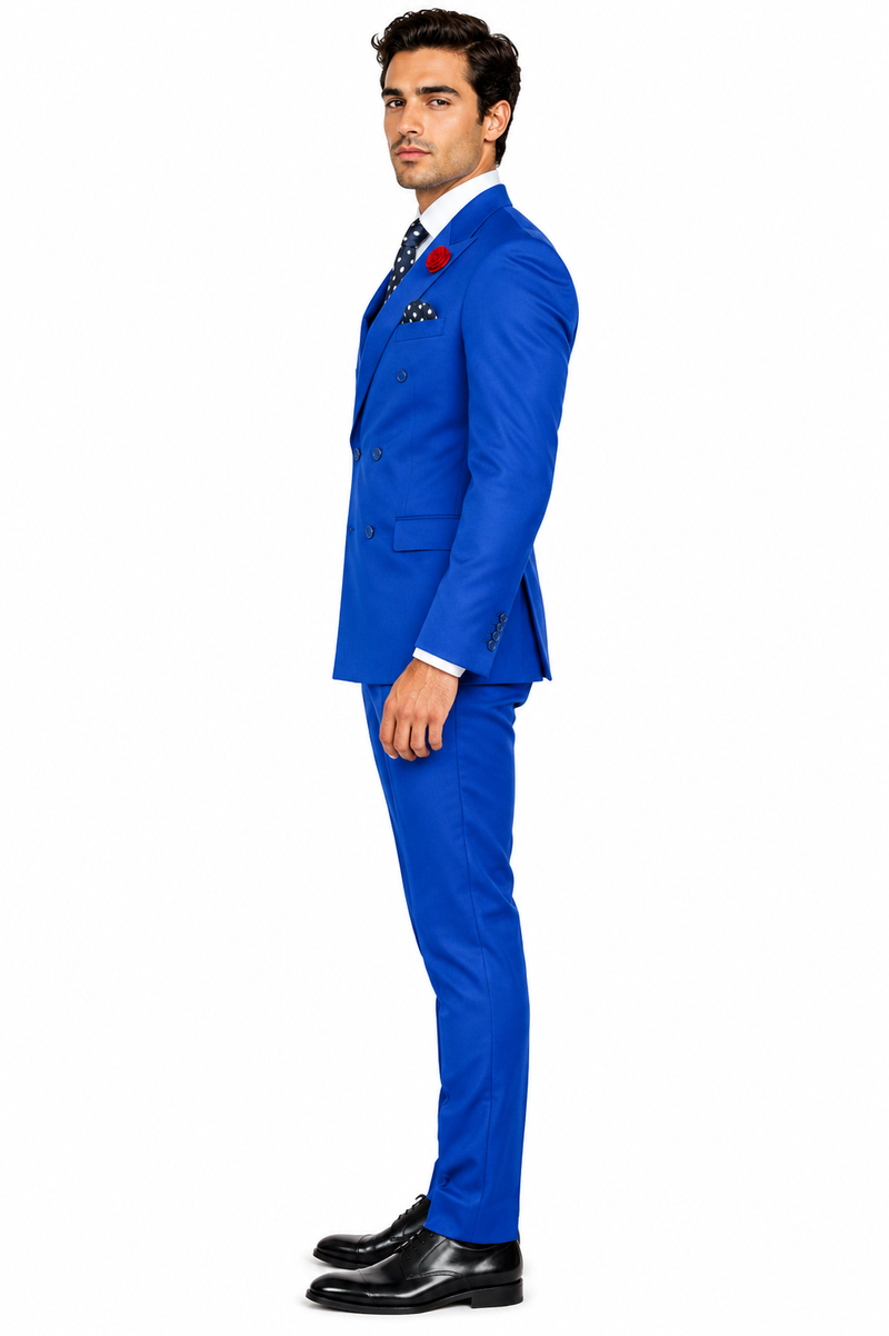 Men's Royal Blue Double Breasted Suits Dress Suits for Men Jacket & Pants